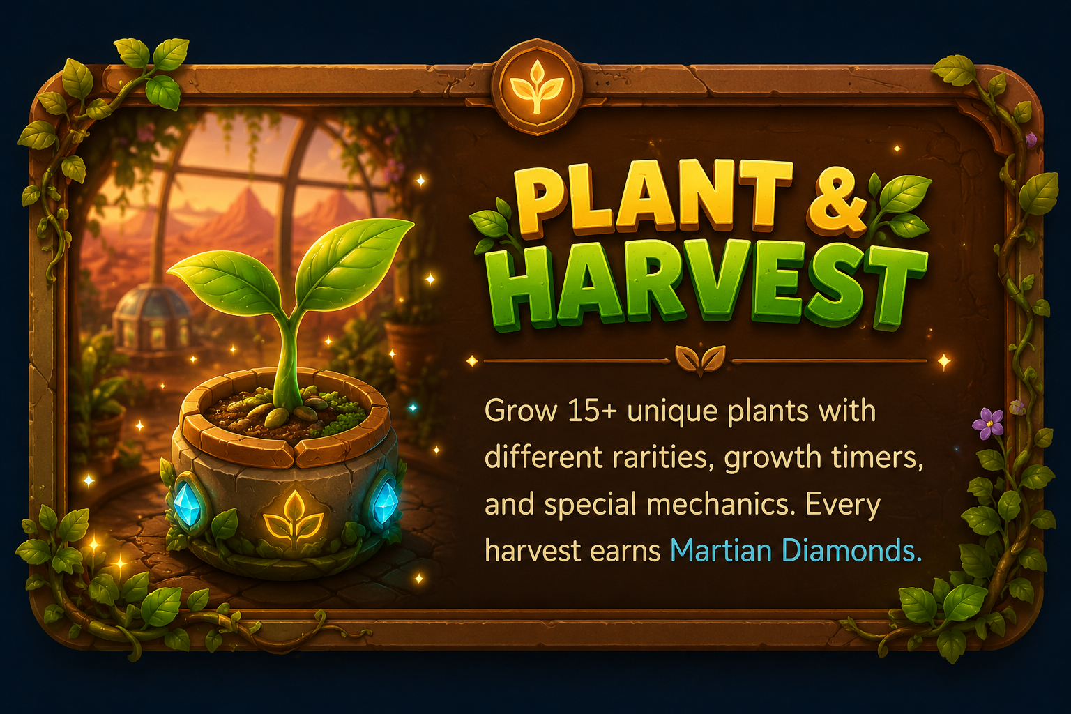Plant rare seeds and harvest diamonds in your Martian greenhouse